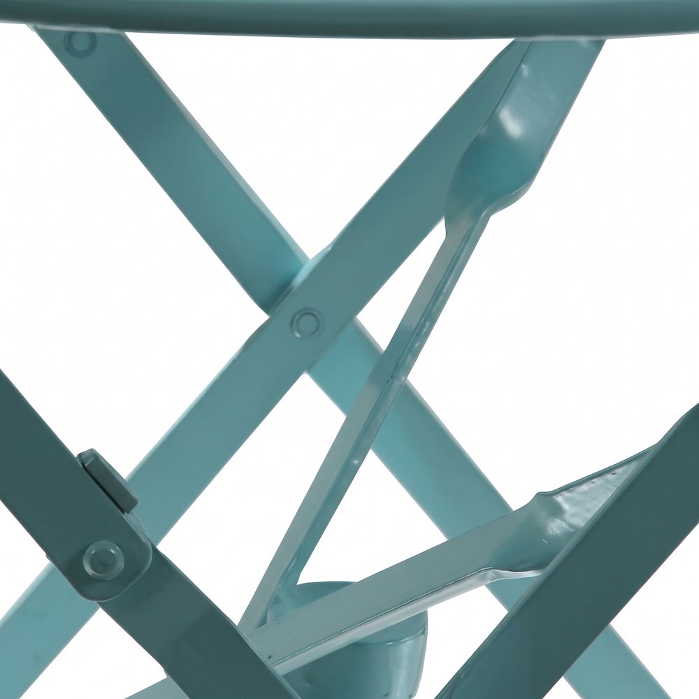 Outdoor Escape Round Folding Bistro Table with Umbrella, Teal, 30 inch
