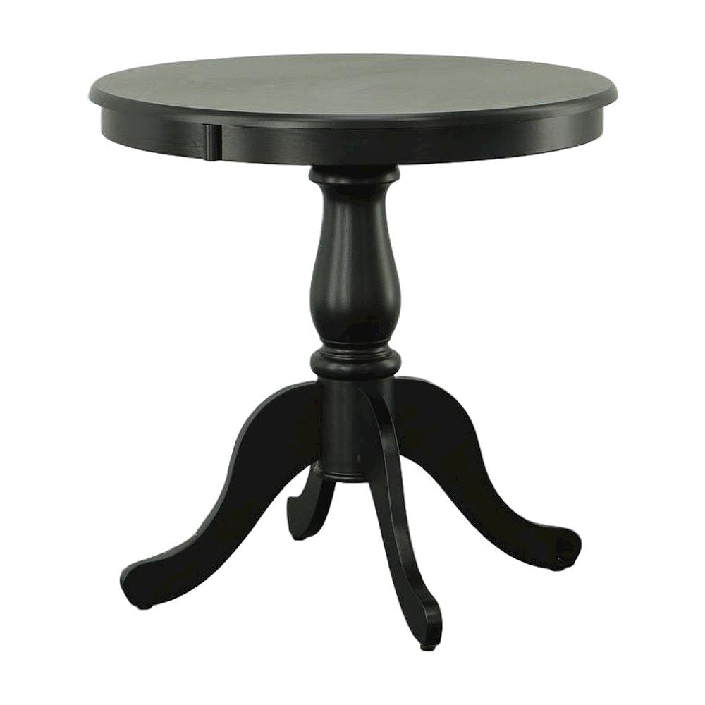 Rubberwood Pedestal Round Dining Table with Veneer Top for 4, Antique Black