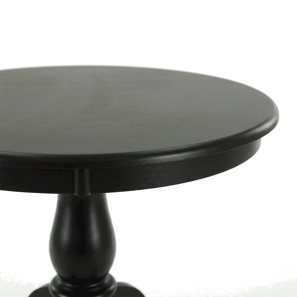 Rubberwood Pedestal Round Dining Table with Veneer Top for 4, Antique Black