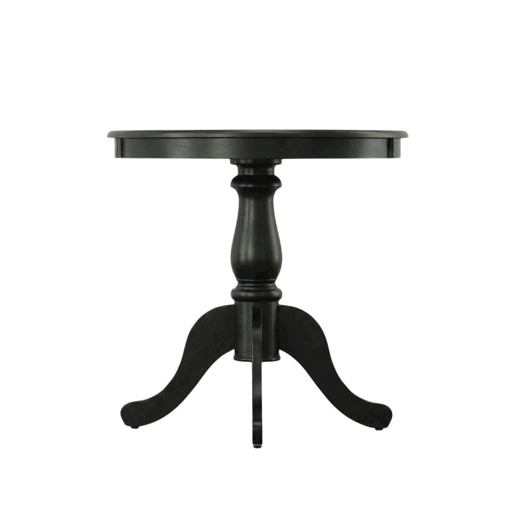 Rubberwood Pedestal Round Dining Table with Veneer Top for 4, Antique Black