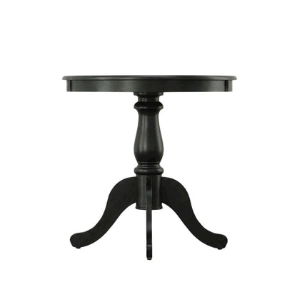 Rubberwood Pedestal Round Dining Table with Veneer Top for 4, Antique Black