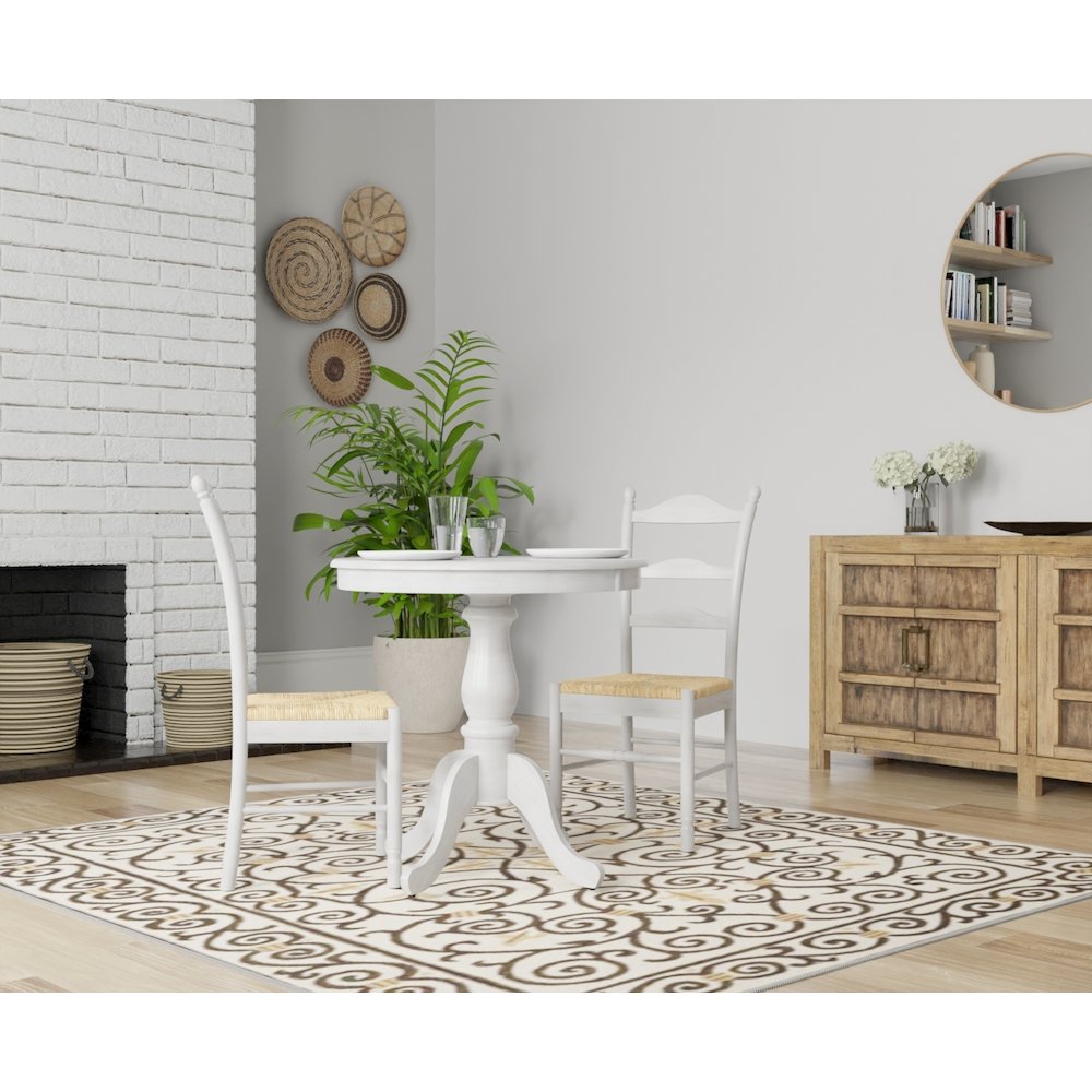 Fairview 30" Pedestal Dining Table with 2 Vera Dining Chairs - Whitewash