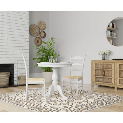 Fairview 30" Pedestal Dining Table with 2 Vera Dining Chairs - Whitewash