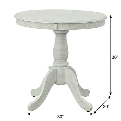 Rubberwood Pedestal Round Dining Table with Veneer Top for 4, Whitewash