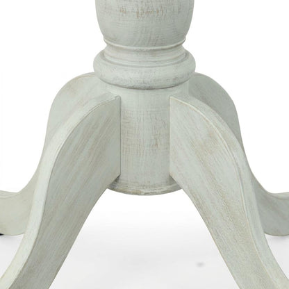 Rubberwood Pedestal Round Dining Table with Veneer Top for 4, Whitewash