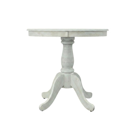 Rubberwood Pedestal Round Dining Table with Veneer Top for 4, Whitewash