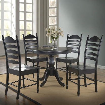 Fairview 36" Pedestal Dining Table with 4 Whitman Dining Chairs - Antique Black