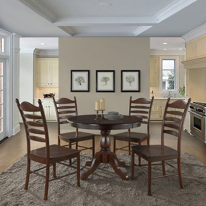 Fairview 36" Pedestal Dining Table with 4 Whitman Dining Chairs - Espresso