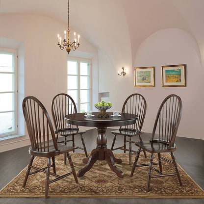 Fairview 36" Pedestal Dining Table with 4 Windsor Dining Chairs - Espresso