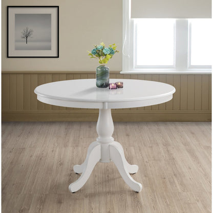 Fairview 42" Pedestal Dining Table with 4 Windsor Dining Chairs - Pure White