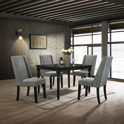 Draven Farmhouse Dining Table with 4 Laurant Upholstered Dining Chairs