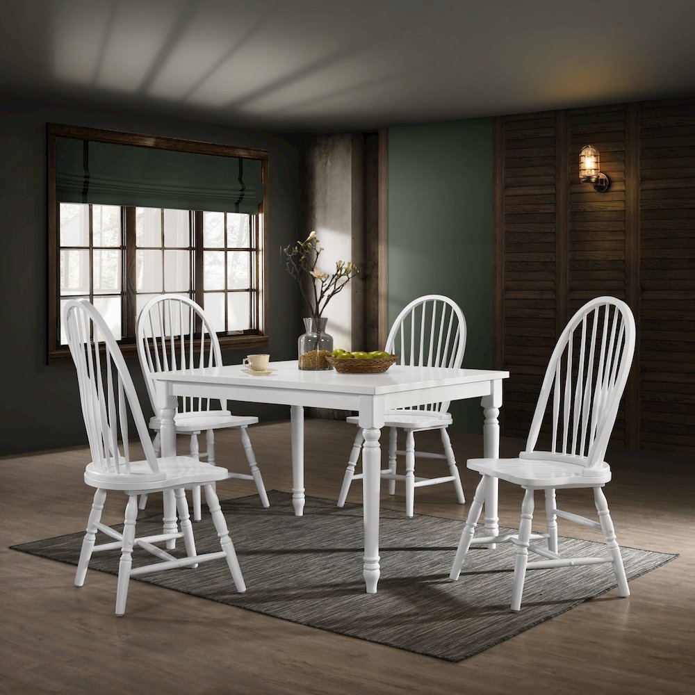 Draven Farmhouse Dining Table with 4 Laurant Upholstered Dining Chair