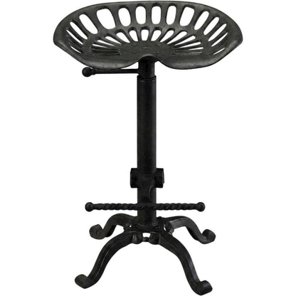 Cast Iron Tractor Seat Barstool with Adjustable Counter Height, Black