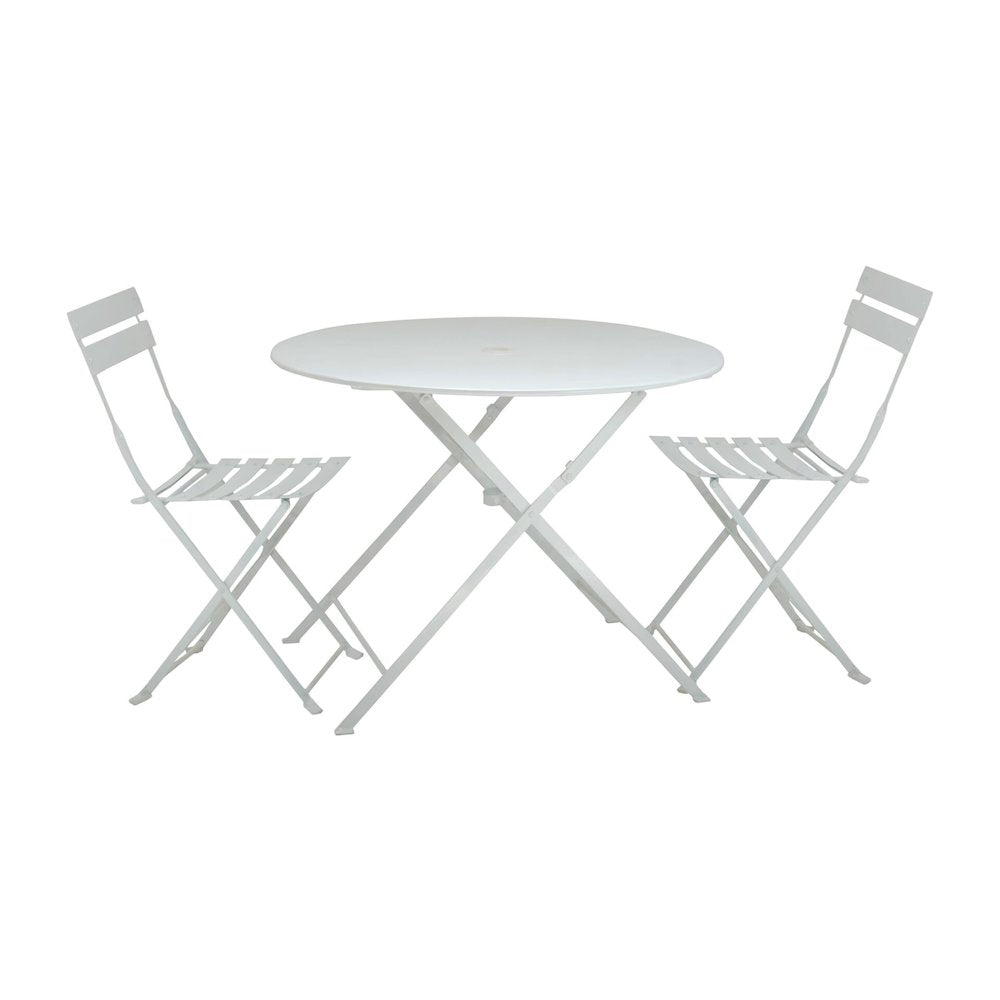 Bistro 30" Round Table Outdoor Set - Set of 3 - White