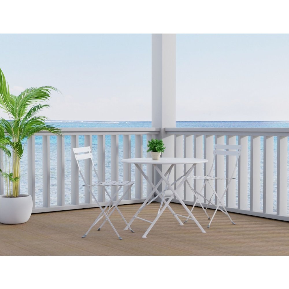Bistro 30" Round Table Outdoor Set - Set of 3 - White