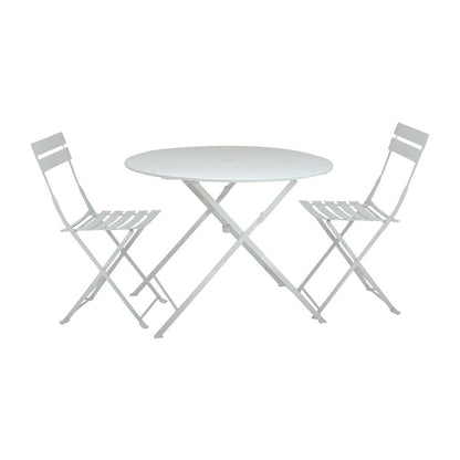 Bistro 36" Round Folding Outdoor Table - Umbrella Hole - White