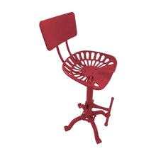 Cast Iron Tractor Seat Bar Stool with Back and Adjustable Height, Red