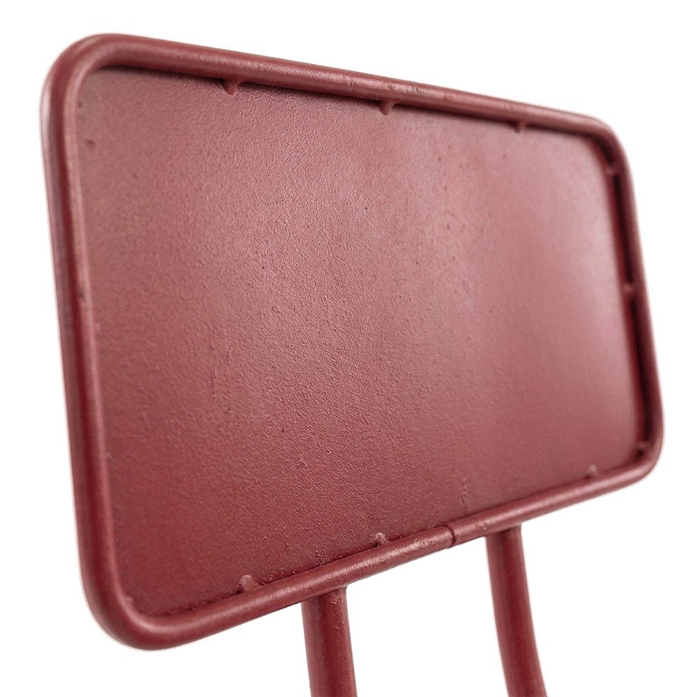 Cast Iron Tractor Seat Bar Stool with Back and Adjustable Height, Red