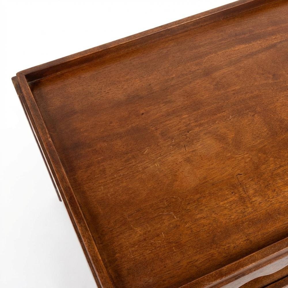 Rectangular Mango Wood Coffee Table with Lower Shelf, Transitional Style