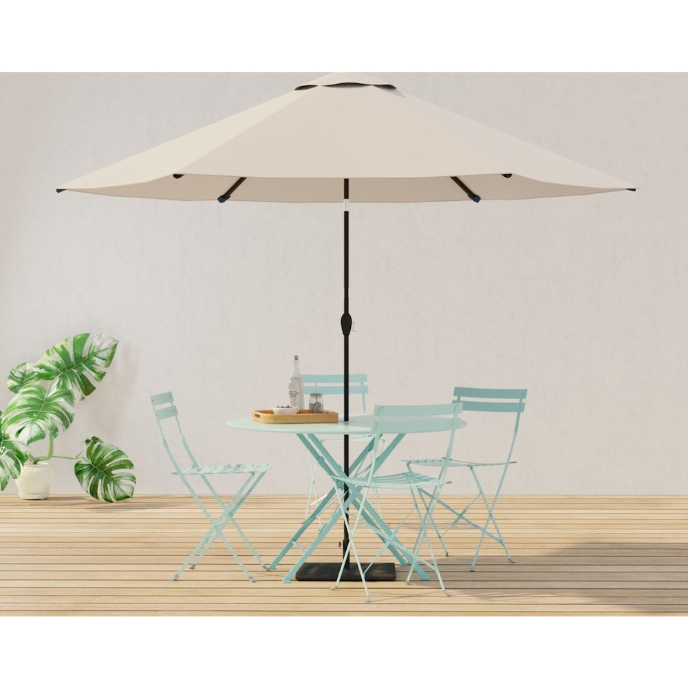 Bistro 36" Round Folding Outdoor Table - Umbrella Hole - Teal