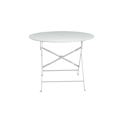 Bistro 36" Round Folding Outdoor Table - Umbrella Hole - White