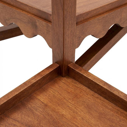 Rectangular Mango Wood Coffee Table with Lower Shelf, Transitional Style