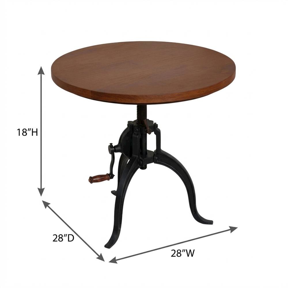 Rustic Adjustable Coffee Table, Mango Wood Top, Cast Iron Base