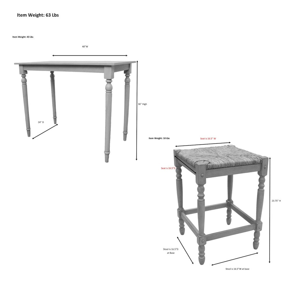 Hawthorne Bar Table with 2 Counter Stools - Antique Black
