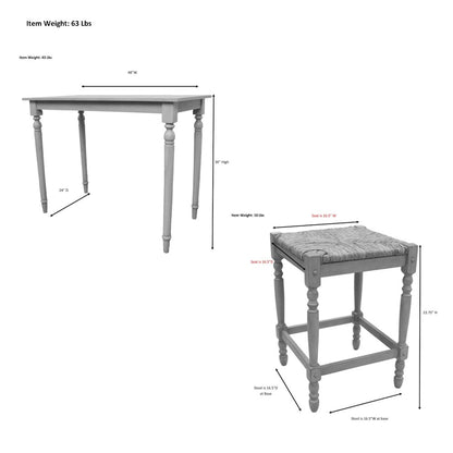 Hawthorne Bar Table with 2 Counter Stools - Antique Black