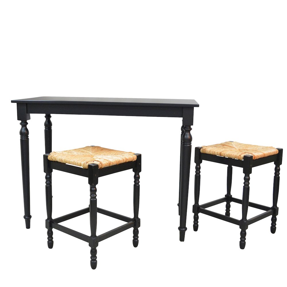 Hawthorne Bar Table with 2 Counter Stools - Antique Black