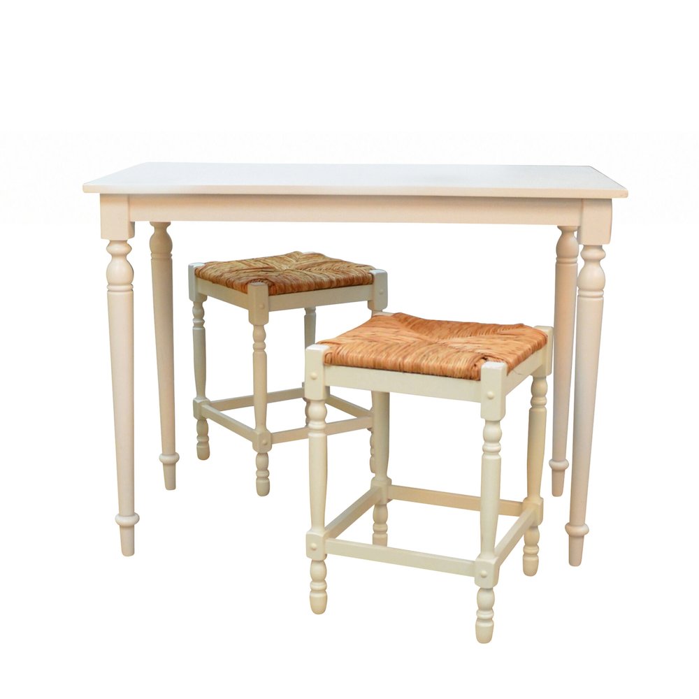 Hawthorne Bar Table with 2 Counter Stools - Antique White