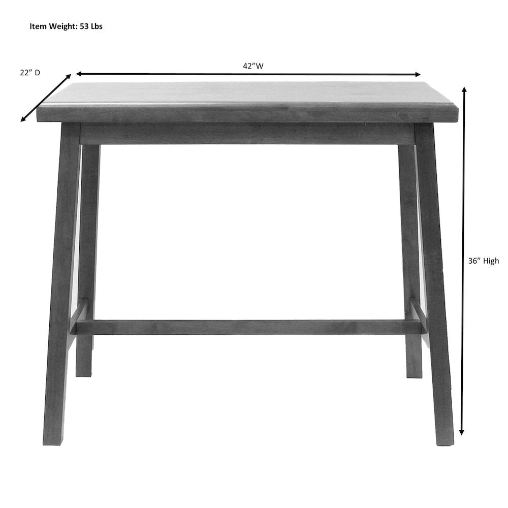 Asian Thick Top 42" x 22" Bar Table - Antique Black