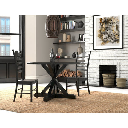 Monet X Base Dining Table with 2 Whitman Dining Chairs - Antique Black