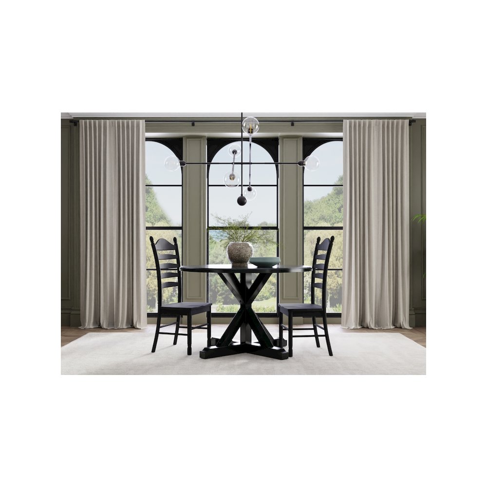 Monet X Base Dining Table with 2 Whitman Dining Chairs - Antique Black