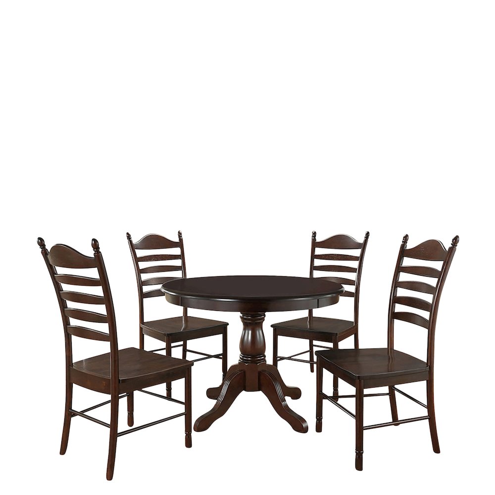 Fairview 36" Pedestal Dining Table with 4 Whitman Dining Chairs - Espresso