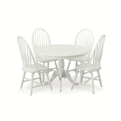 Fairview 42" Pedestal Dining Table with 4 Windsor Dining Chairs - Pure White