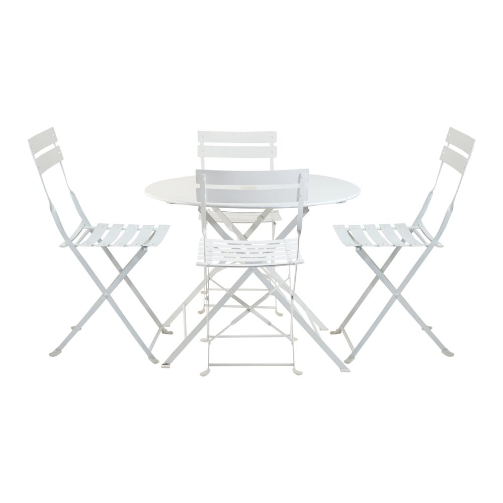 Bistro 36" Round Table Outdoor Set - Set of 5 - White