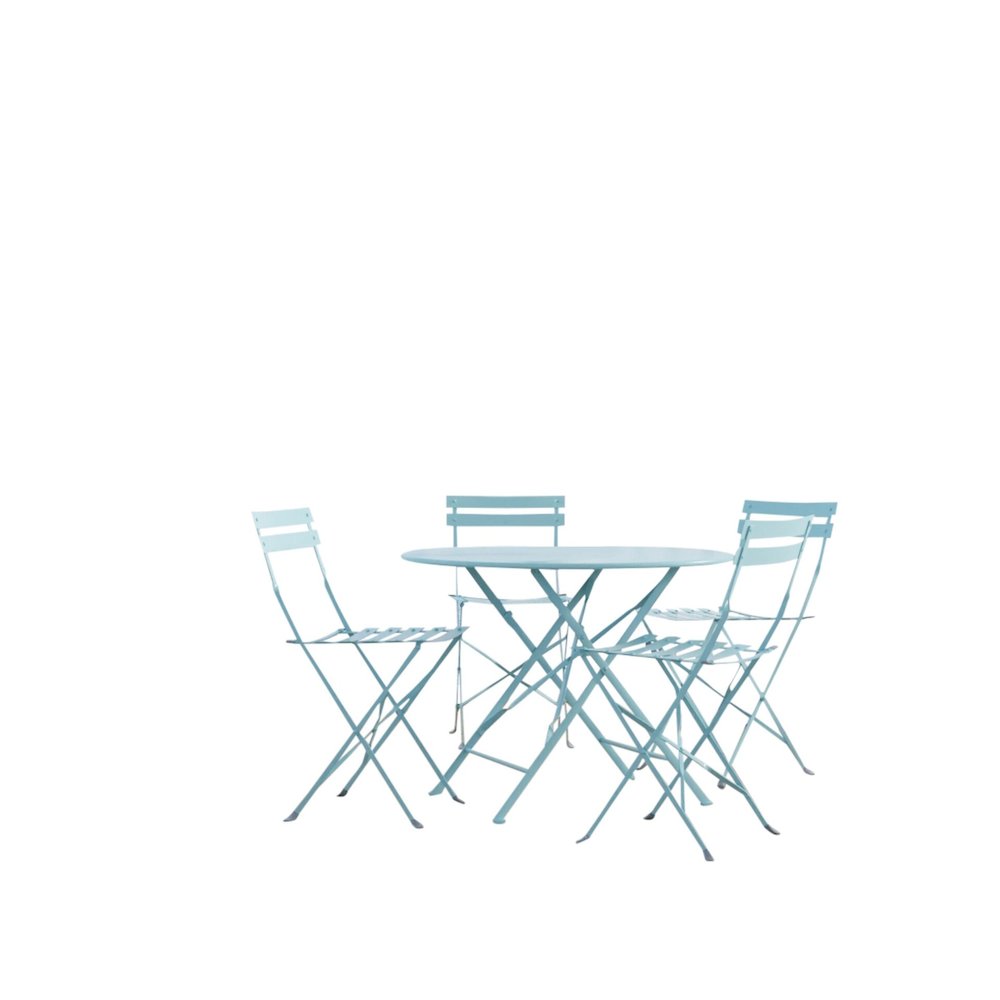Bistro 36" Round Folding Outdoor Table - Umbrella Hole - Teal