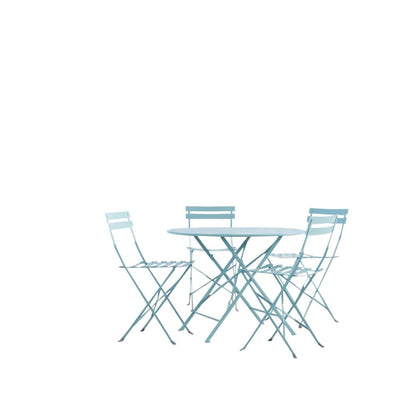 Bistro 36" Round Folding Outdoor Table - Umbrella Hole - Teal