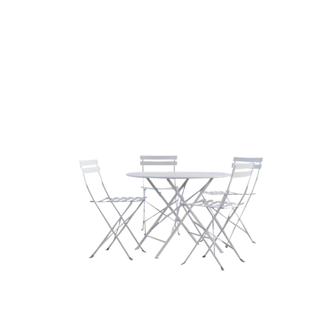 Bistro 36" Round Folding Outdoor Table - Umbrella Hole - White