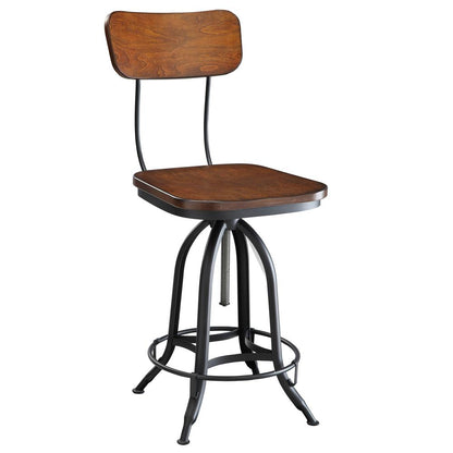 Mason Adjustable Barstool - Chestnut Seat - Black Base