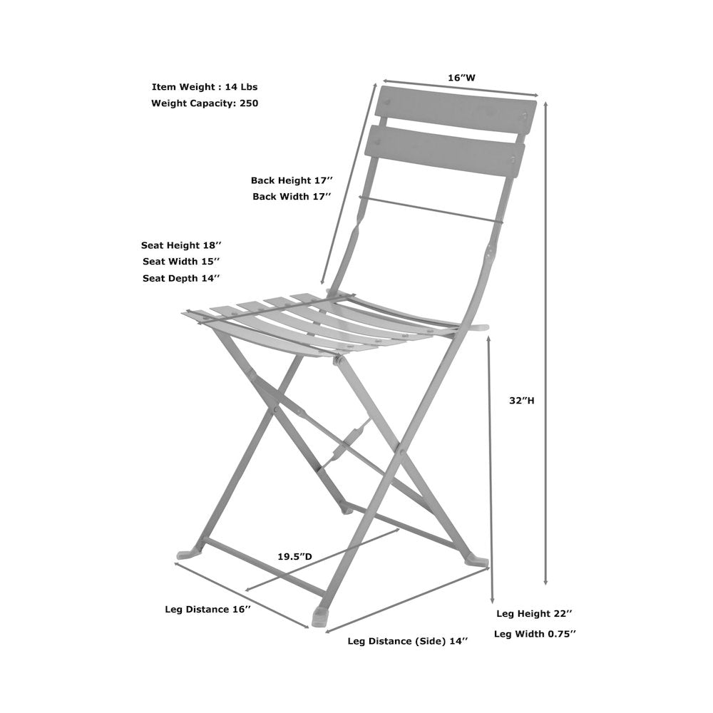 Bistro Folding Outdoor Chair Set - Set of 2 - White
