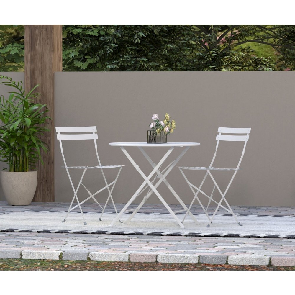 Bistro Folding Outdoor Chair Set - Set of 2 - White