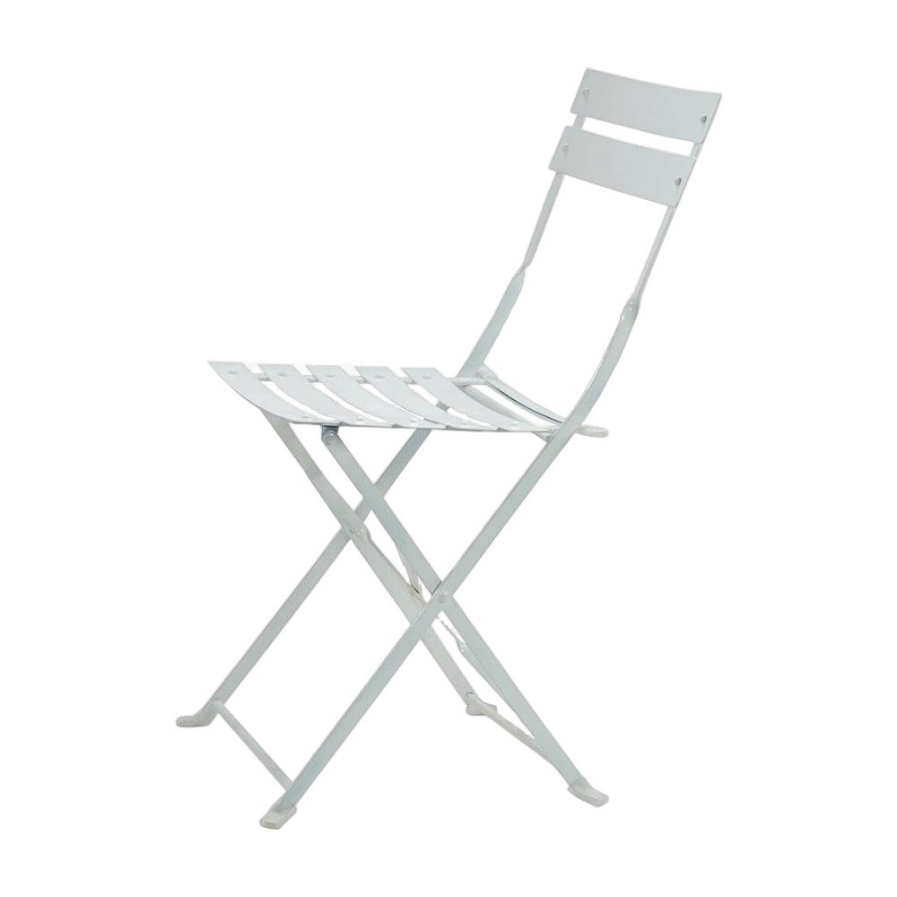 Foldable Powder-Coated Metal Bistro Outdoor Patio Lawn Chairs, Set of 2, White