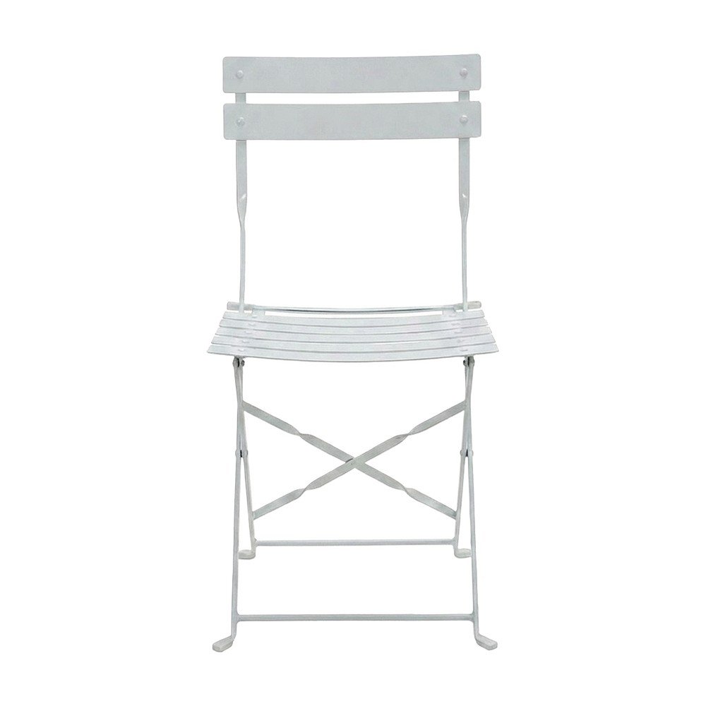 Foldable Powder-Coated Metal Bistro Outdoor Patio Lawn Chairs, Set of 2, White
