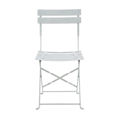 Foldable Powder-Coated Metal Bistro Outdoor Patio Lawn Chairs, Set of 2, White