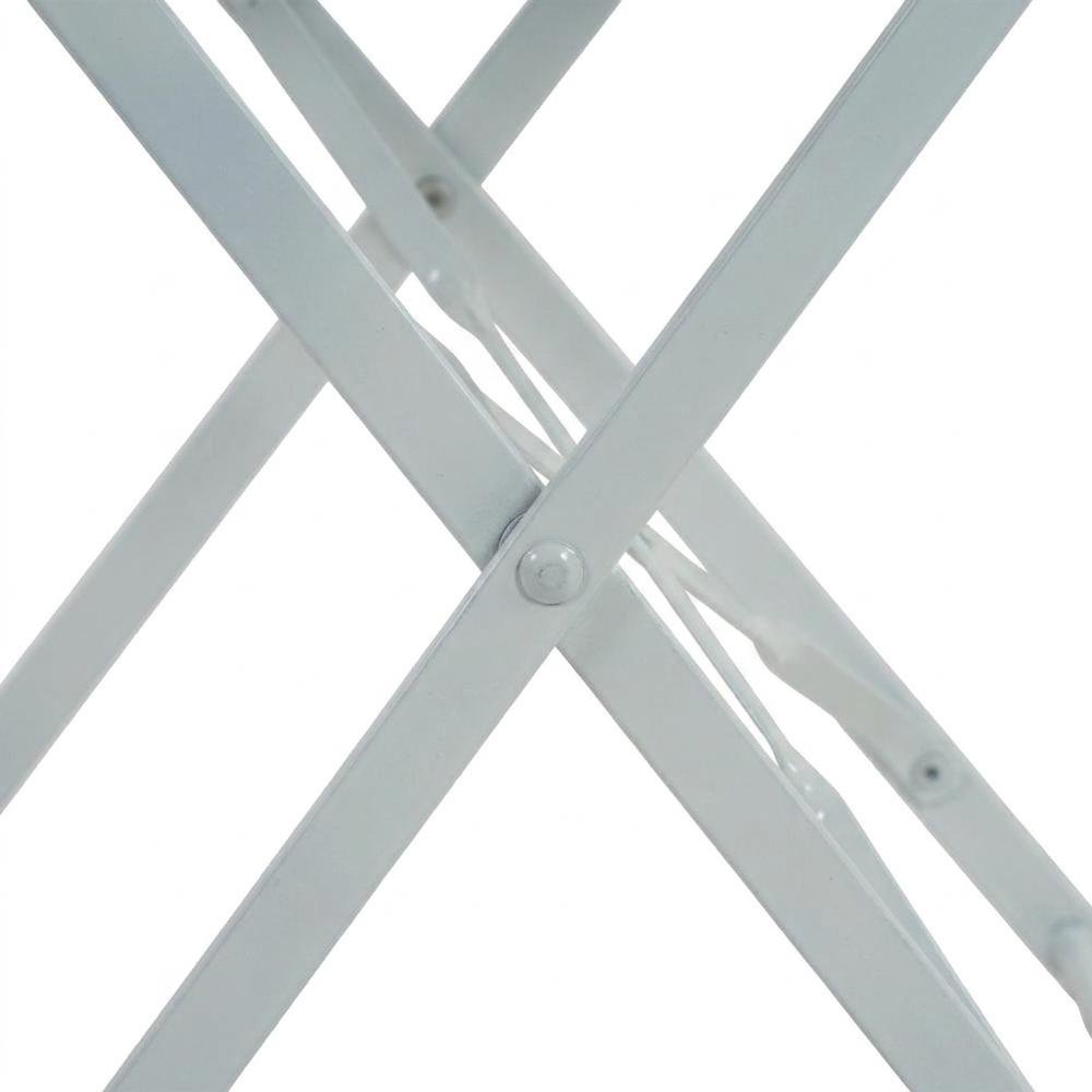 Foldable Powder-Coated Metal Bistro Outdoor Patio Lawn Chairs, Set of 2, White