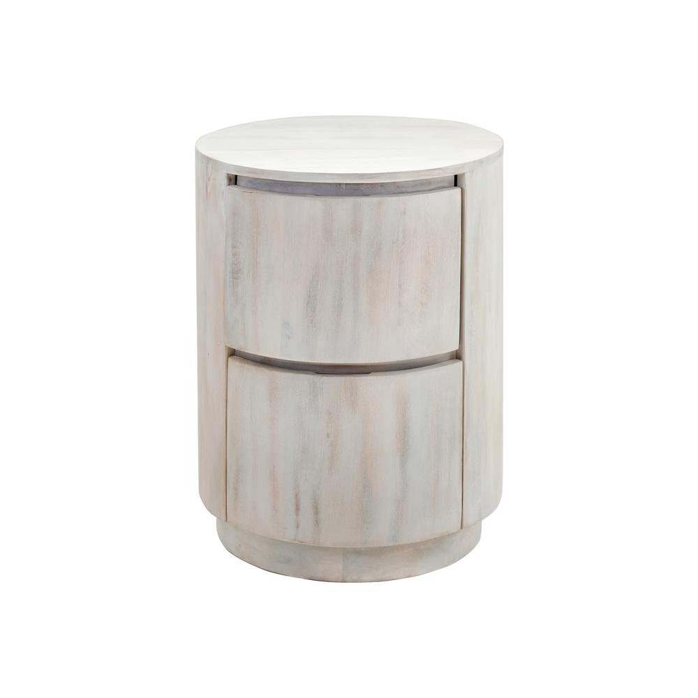 Kingston 2-Drawer 18" Round Nightstand - Whitewash