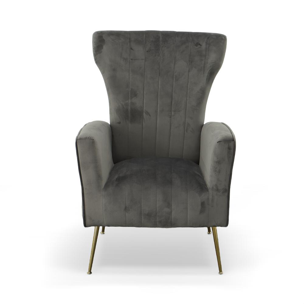 Cela Velvet Upholstered Wingback Chair - Grey