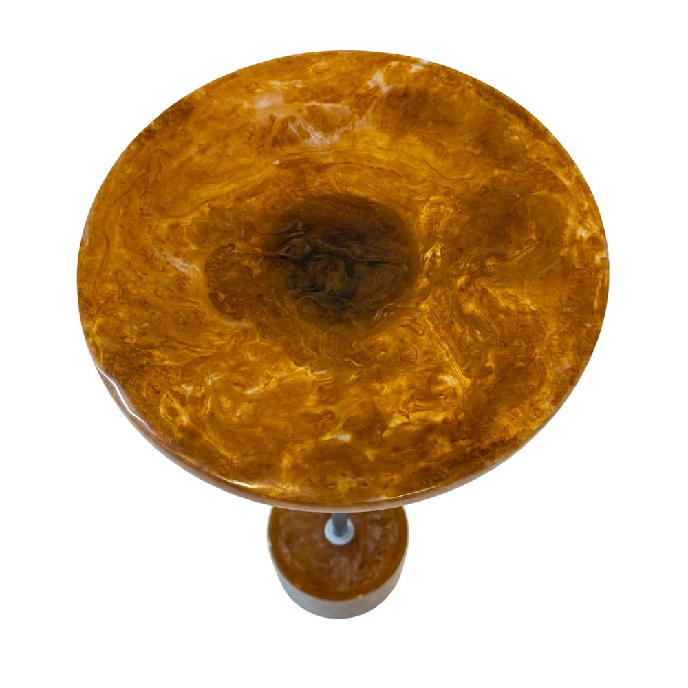 Amber Glow Pedestal Table - Nickel